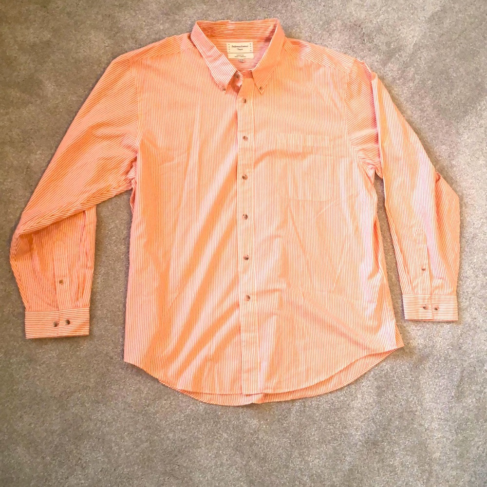 Men’s Long Sleeve Button Down Orange Stripe